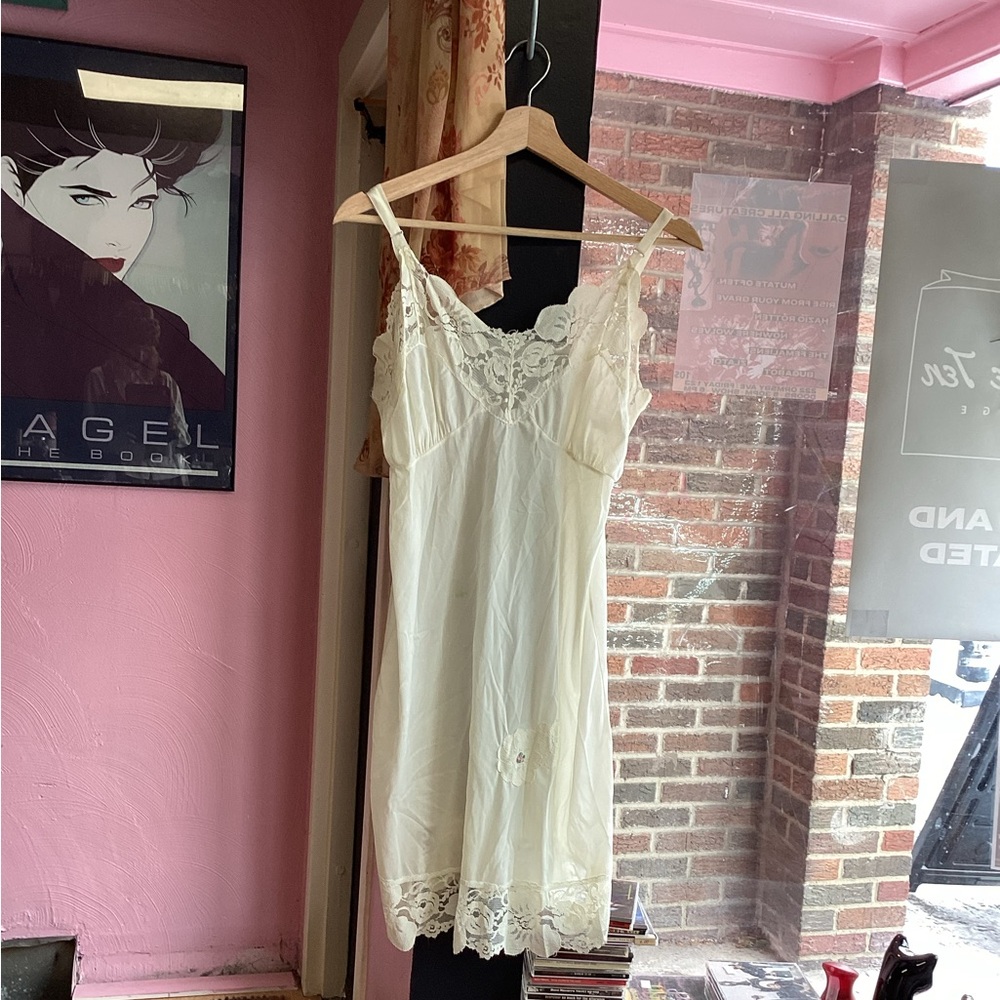 Vintage Elegant White Lace Slip Dress